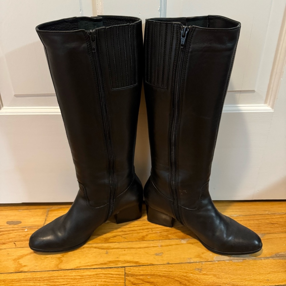 VANELI Black Knee-High Leather Boots - Picture 3 of 6